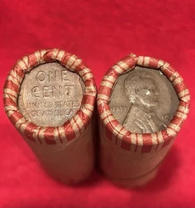 DOUBLE BARREL WHEAT LINCOLN PENNY SHOTGUN ROLL W 1920, 1927-D, & 1C CENT ENDS - Picture 1 of 3