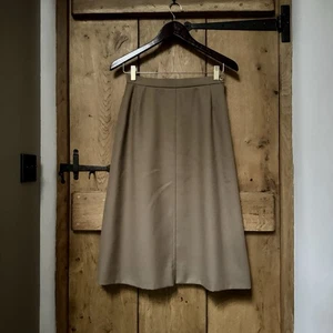 Jaeger Wool A-Line Midi Skirt Brown Size 10 Made in Great Britain Vintage - Picture 1 of 7