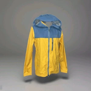 COLUMBIA TITANIUM Nylon WATERPROOF RAIN JACKET yellow/blue Coat Women's  - Picture 1 of 8