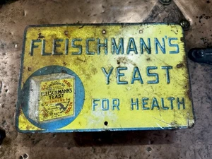 1930s Fleischmanns Yeast For Health Tin embossed  Sign - Picture 1 of 7
