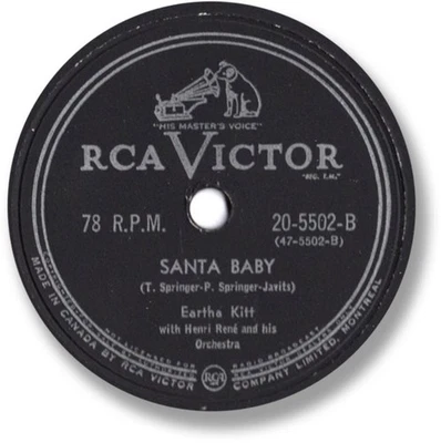 Rare 1953 EARTHA KITT Christmas 78 RPM Record. Santa Baby - Image 1 of 2