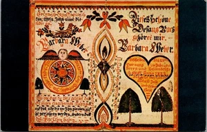 Postal de arte popular holandés Pennsylvania alemán FRAKTUR Pennsylvania - Imagen 1 de 2