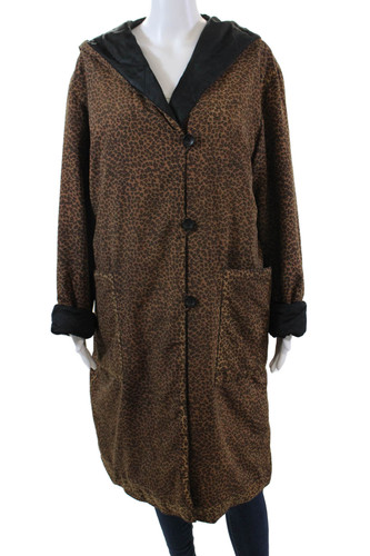 Giacca donna Bottega Veneta bottoni davanti leopardata reversibile marrone nero medio