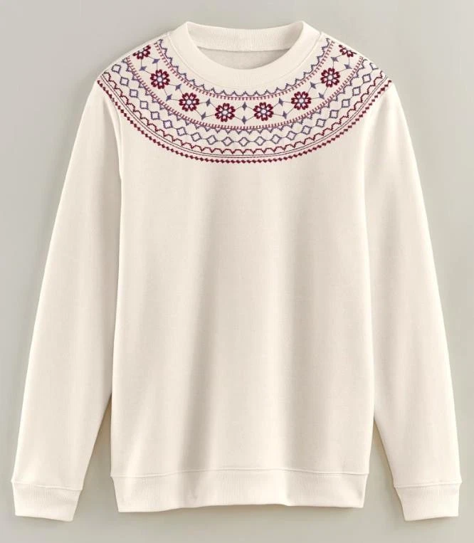 NEW Ivory White Plus Sz 3XL Embroidered Flowers Lightweight Sweatshirt BLAIR - Image 1 of 1