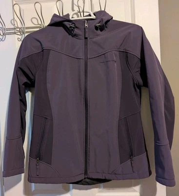 Chaqueta con capucha morada Free Country para mujer M bolsillos altos bajos cremallera completa Foto 1 de 4