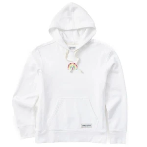 Life is Good Women's Hoodie M White Rainbow Pullover Top Blouse NWT - Picture 1 of 5