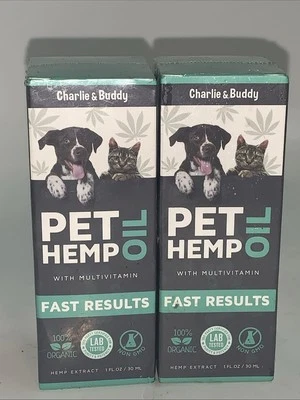 Charlie & Buddy Pet Hemp Seed Oil (30 mL) New In Box Two Pack Exp07/2025