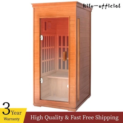 Indoor 1 Person Far Infrared Home Dry Sauna Home Sauna Spa Detox Therapy 1000W - Image 1 of 4