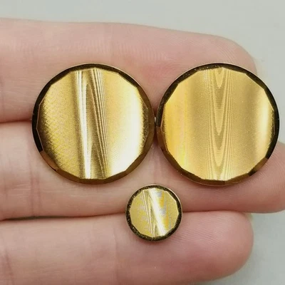 Vintage Anson Karatclad Cufflink Tie Pin Set Gold Tone Round Bullet Back - Imagem 1 de 4