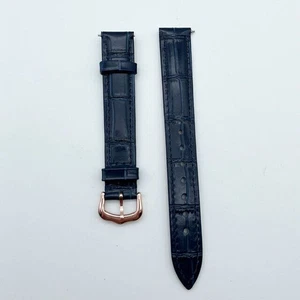 15 CORREA RELOJ CUERO 18MM PARA CARTIER TANK SOLO Con Hebilla Azul Negro - Imagen 1 de 21