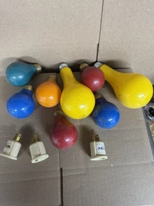 Menge 8 Vintage farbige Party Glühbirnen Set 25W 150 Watt rot blau gelb orange - Bild 1 von 5