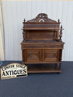 67011 Antique French Marble Top Buffet Sideboard Cabinet - Image 1 of 4