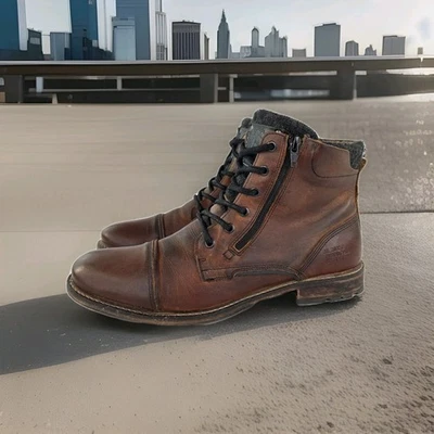 Bullboxer Morrisyn Botas Chukka de Cuero Marrón EE. UU. 11 Hombres Doble Cremallera Bota con Cordones Foto 1 de 4