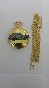 Volvo PV444 ref280 pewter effect car emblem on a gold quartz pocket watch - Picture 1 of 1