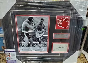 NICE FRAMED & MATTED Larry Holmes Signed Index Card Collage 8x10 Autograph JSA - Picture 1 of 5