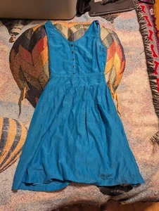 Burberry Brit Bright turquoise silk cotton Dress, Size 4 - Picture 1 of 10