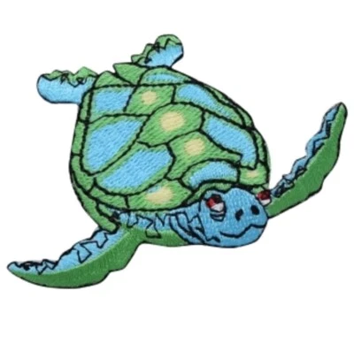 Sea Turtle Applique Patch - Facing Right Zookeeper Aquarium Embroidered Badge - Image 1 of 2