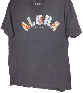 Ohana Tees Hawaii Womens T Shirt Large Black ALOHA MCMLIX Rainbow Tropical - Picture 1 of 10