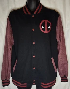 Marvel Comics Herren Large schwarz rot Deadpool Front Snap Varsity Sweatshirt Jacke - Bild 1 von 4