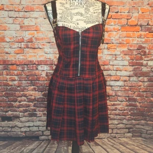 Dolls Kill Current Mood Emo Punk Rock Born To Burn Plaid Mini Dress S - Picture 1 of 6