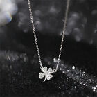 Four-Leaf Clover Luck Leaves Sweater Chokers Crystal Zircon Pendant Necklace