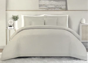 Full/Queen Duvet Cover Set ~ The Pure Collection by Indigo Sateen Gray 96x90 NEW - Picture 1 of 9
