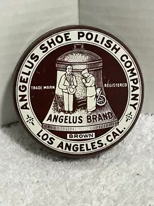 Vintage Angelus Shoe Polish Los Angeles California Tin Great Graphics - Picture 1 of 7