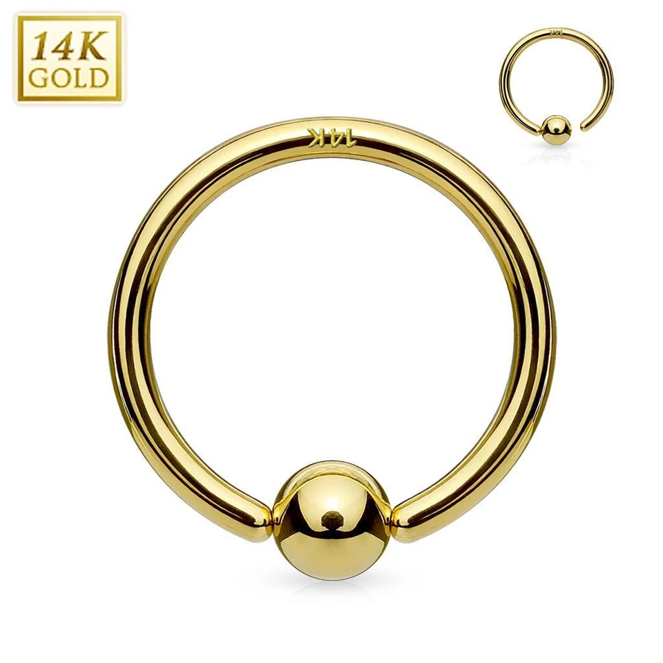1 - 14Kt. Gold Fixed Hoop Rings Nose, Cartilage, Septum CBR Captive C267 - Image 1 of 1