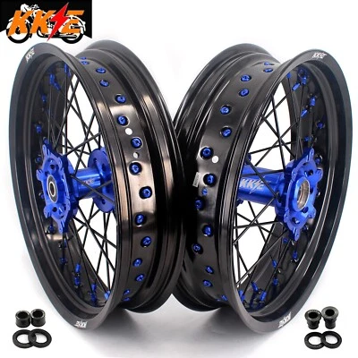 KKE 17" Supermoto Wheels Rims for Suzuki DRZ400S DRZ400SM 2005-2024 Black Spoke - Image 1 of 4