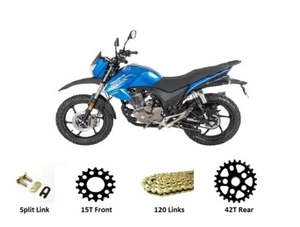 Lexmoto Assault 125 EFi  Heavy Duty Chain & Sprockets GOLD - Picture 1 of 6