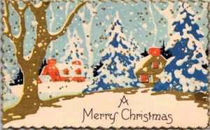 A Merry Christmas Art Deco - 1931 Weihnachtssiegel Stempel Postkarte - Schenectady NY - Bild 1 von 2