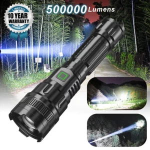 500,000 Lumen Military Tactical LED Torch COB Flashlight Rechargeable Work Light - Picture 1 of 9