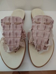 HELMUT LANG Croco Embossed Blush Pink Flat Thong Sandals ITALY 38.5 - US 8.5 9 - Foto 1 di 11