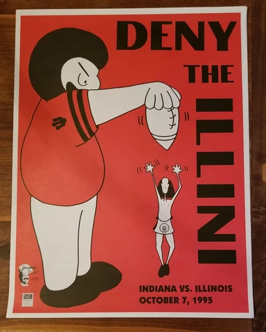 VINTAGE 1995 Indiana University Hoosiers Football Game Week Poster-Illinois Cover