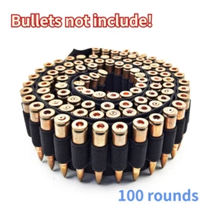 100 Rounds Rifle Bullet Cartridge Ammo Belt For .357 410 45-70 9mm .38 - Picture 1 of 9