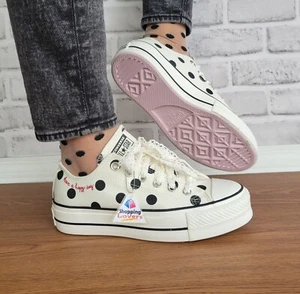 ❤️❤️Chuck Taylor All Star Lift Platform Polka Dots 10 Women Shoes White A10689C - Picture 1 of 14