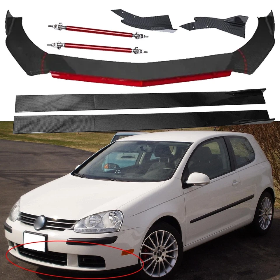 Front Bumper Rear Lip Spoiler Splitters Carbon Fiber Body For Volkswagen Rabbit — 第 1/4 张图片
