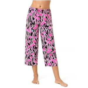 Hue Women's Flamingo Festival Pajama Capri Pants Athleisure Sleepwear Loungewear - Picture 1 of 7
