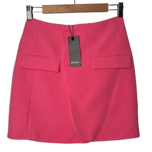 NWT Nasty Gal Pink Cargo Mini Skirt Women's Size 0 Wrap Front Button Barbiecore - Picture 1 of 14
