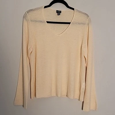 Suéter de lã amarelo pastel Eileen Fisher tamanho G pequeno - Imagem 1 de 4