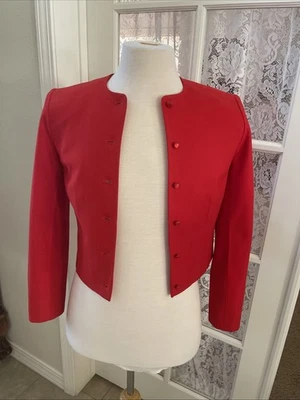 Blazer Chaqueta Abrigo Forrado Vintage Pendleton Para Mujer Talla 6 Lana Virgen Rojo Recortado Foto 1 de 4