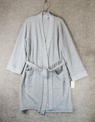 Charter Club Intimates 棉混纺短浴袍女式 M 灰色现代全新带标签 — 第 1/4 张图片