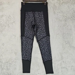 Aqua Athletic Cheetah Print Jacquard Leggings Womens Size S Gray Black Ankle - Picture 1 of 10