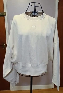 Adidas Originals BNWT UK 8 Cream Beige Oversized Logo Sweatshirt Jumper RRP £38 - Picture 1 of 14