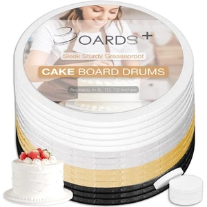 14 Pack Cake Drums 12 Inch in White Black Silver & Gold Color | Free Prop Up ... - Picture 1 of 7