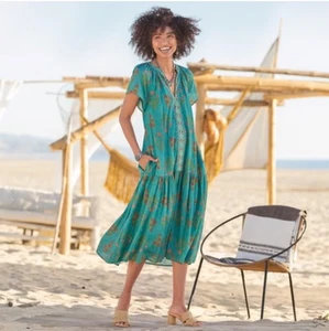 Sundance Halima Kleid Damen PM grün türkis bestickt Boho Küste Resort Strand - Bild 1 von 16