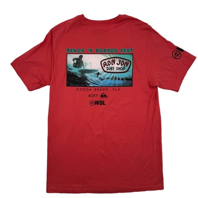 Nueva Camiseta Ron Jon Para Hombre Roja Pequeña Algodón Orgánico Surf Festival Foto 1 de 4