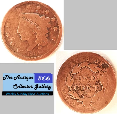 1838 US Coronet Liberty Head Large Cent🪙Matron Early Copper Penny🪙B - Image 1 of 4