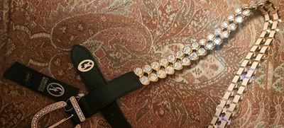 Fancy Christine Alexander Belt Swarovski Crystals Bling Size L NWT see des. - Image 1 of 4