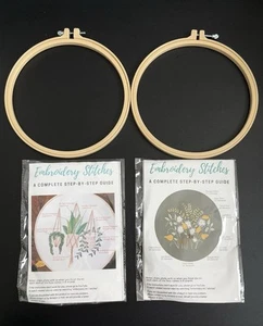2 DIY Embroidery Kits For Beginners Embroidery Stitches Step By Step Guides NEW - Picture 1 of 7